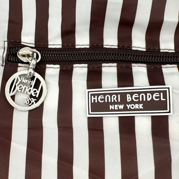 NEW NWT Henri Bendel Zip-Around Packable Backpack Brown Stripe Travel Bag - Picture 8 of 9
